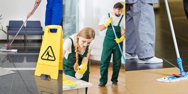 Team of cleaning staff working in domestic and commercial properties